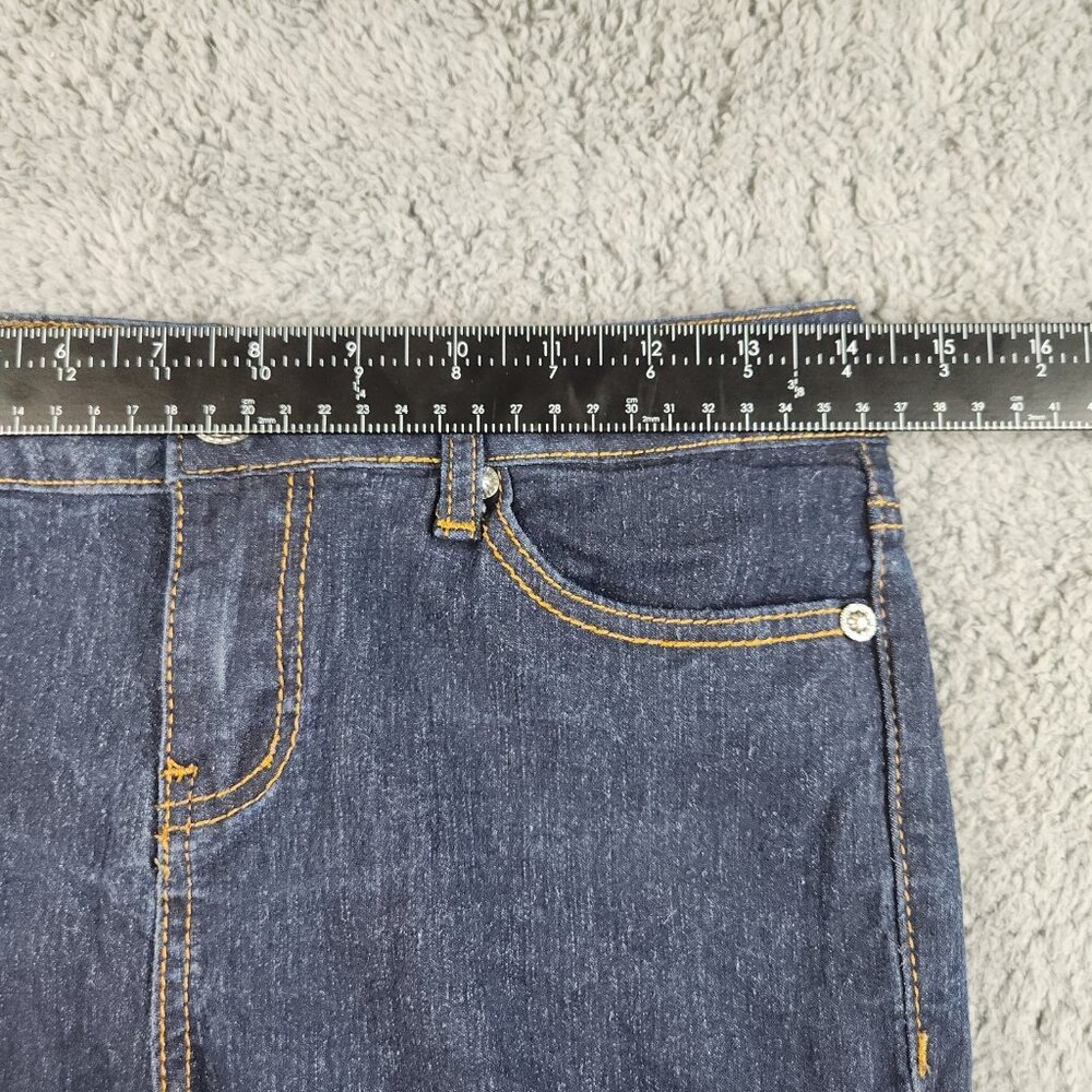 Womens Slim Fit High Waist Bootcut Jean Size 9 Dark Wash Stretch Heel High Denim - Picture 6 of 11
